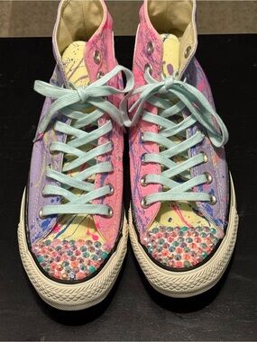Converse High-Top Splatter Sneakers with Pastel Pink, Purple, Yellow & Mint